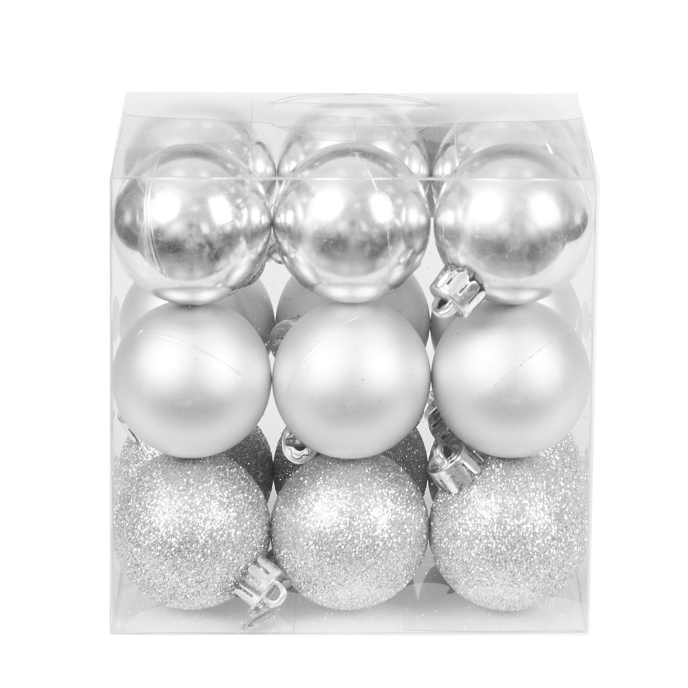 Shatterproof baubles - silver 4 cm 18 pcs.