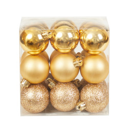 Shatterproof baubles - gold 4 cm 18 pcs.
