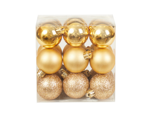 Shatterproof baubles - gold 4 cm 18 pcs.