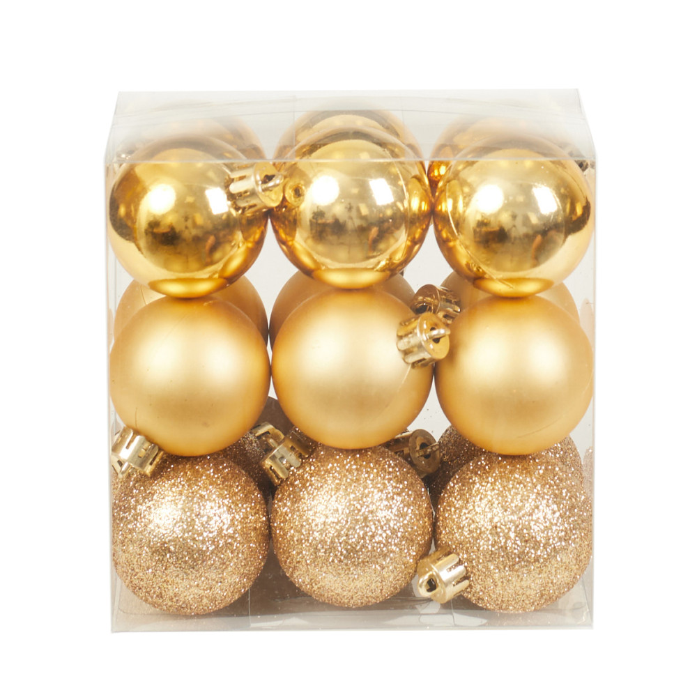 Shatterproof baubles - gold 4 cm 18 pcs.