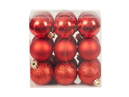 Bombki choinkowe nietłukące - czerwone 4 cm 18 szt.