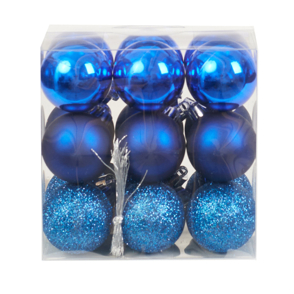 Shatterproof baubles - blue 4 cm 18 pcs.