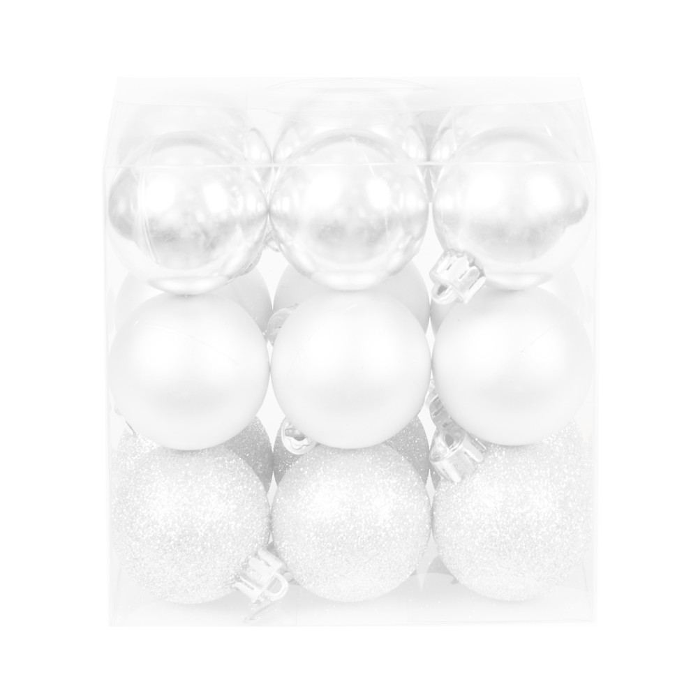 Shatterproof baubles - white 4 cm 18 pcs.