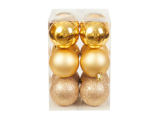 Shatterproof baubles - gold 6 cm 12 pcs.