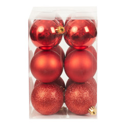 Shatterproof baubles - red 6 cm 12 pcs.