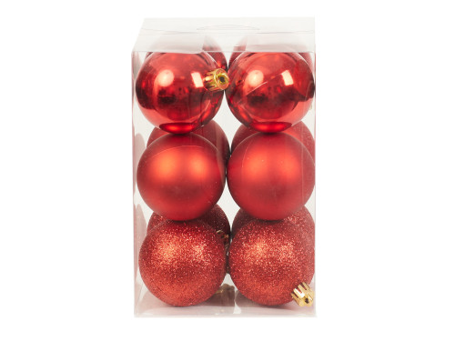 Bombki choinkowe nietłukące - czerwone 6 cm 12 szt.