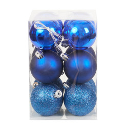 Bombki choinkowe nietłukące - niebieskie 6 cm 12 szt.
