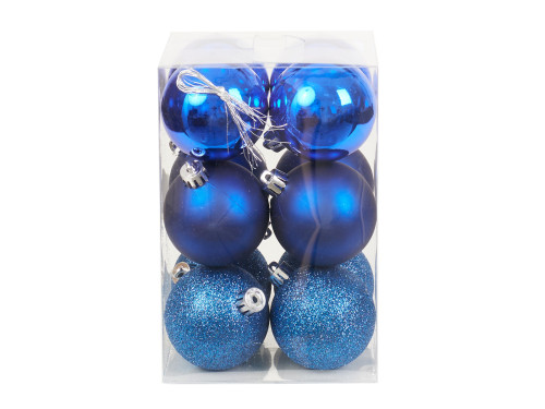 Shatterproof baubles - blue 6 cm 12 pcs.