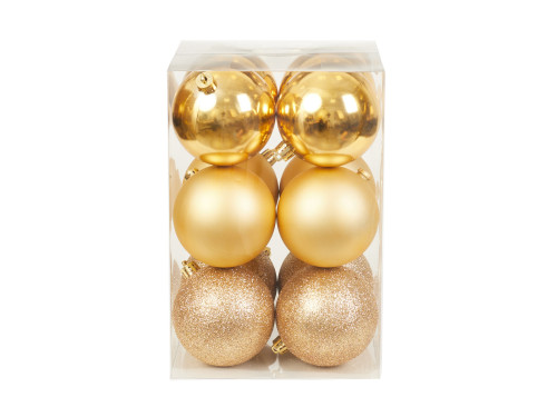 Shatterproof baubles - gold 8 cm 12 pcs.