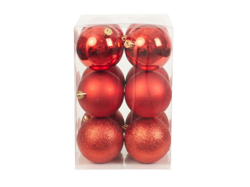 Shatterproof baubles - red 8 cm 12 pcs.