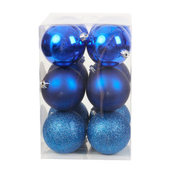 Shatterproof baubles - blue 8 cm 12 pcs.