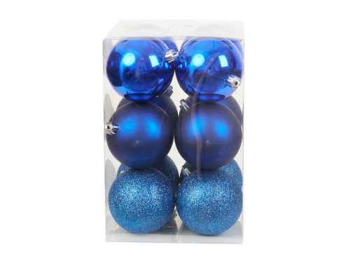 Shatterproof baubles - blue 8 cm 12 pcs.