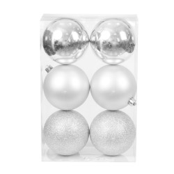 Shatterproof baubles - silver 10 cm 6 pcs.