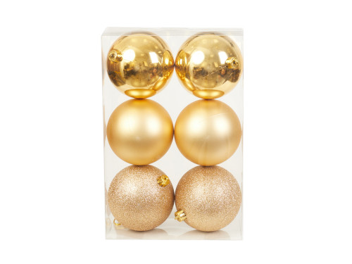 Shatterproof baubles - gold 10 cm 6 pcs.