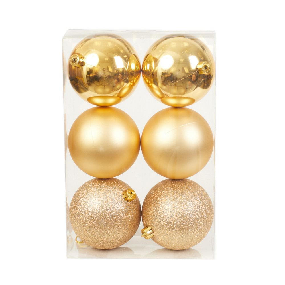 Shatterproof baubles - gold 10 cm 6 pcs.