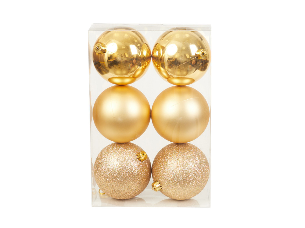 Shatterproof baubles - gold 10 cm 6 pcs.