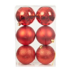 Shatterproof baubles - red 10 cm 6 pcs.