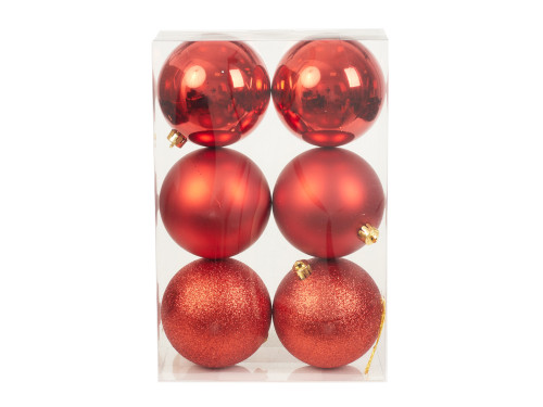 Shatterproof baubles - red 10 cm 6 pcs.