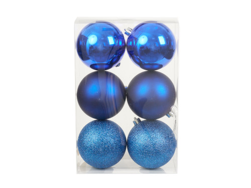 Shatterproof baubles - blue 10 cm 6 pcs.