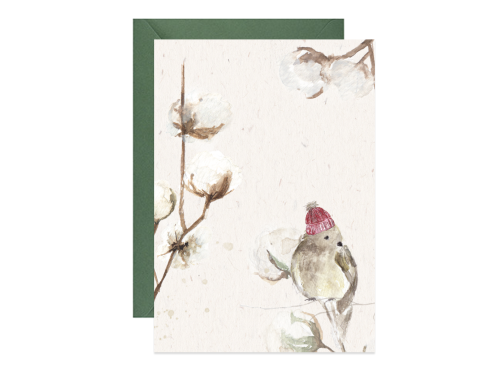 Greeting card A6 - Paperwords - Sparrow in cotton