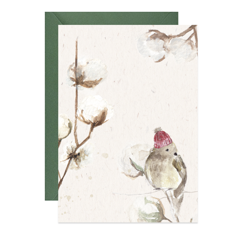 Greeting card A6 - Paperwords - Sparrow in cotton