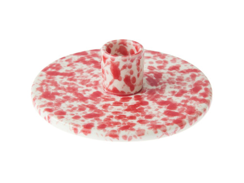 Porcelain candle holder - Rico Design - red & white