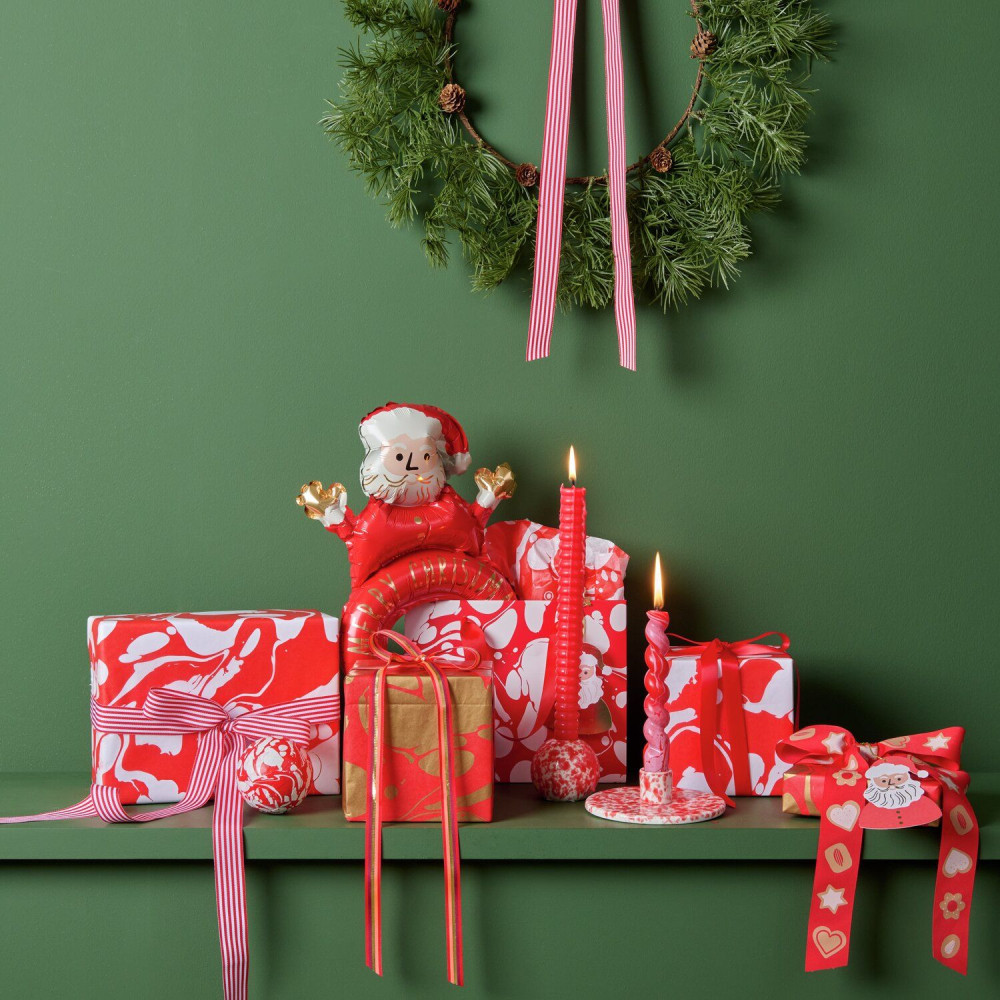 Porcelain candle holder - Rico Design - red & white