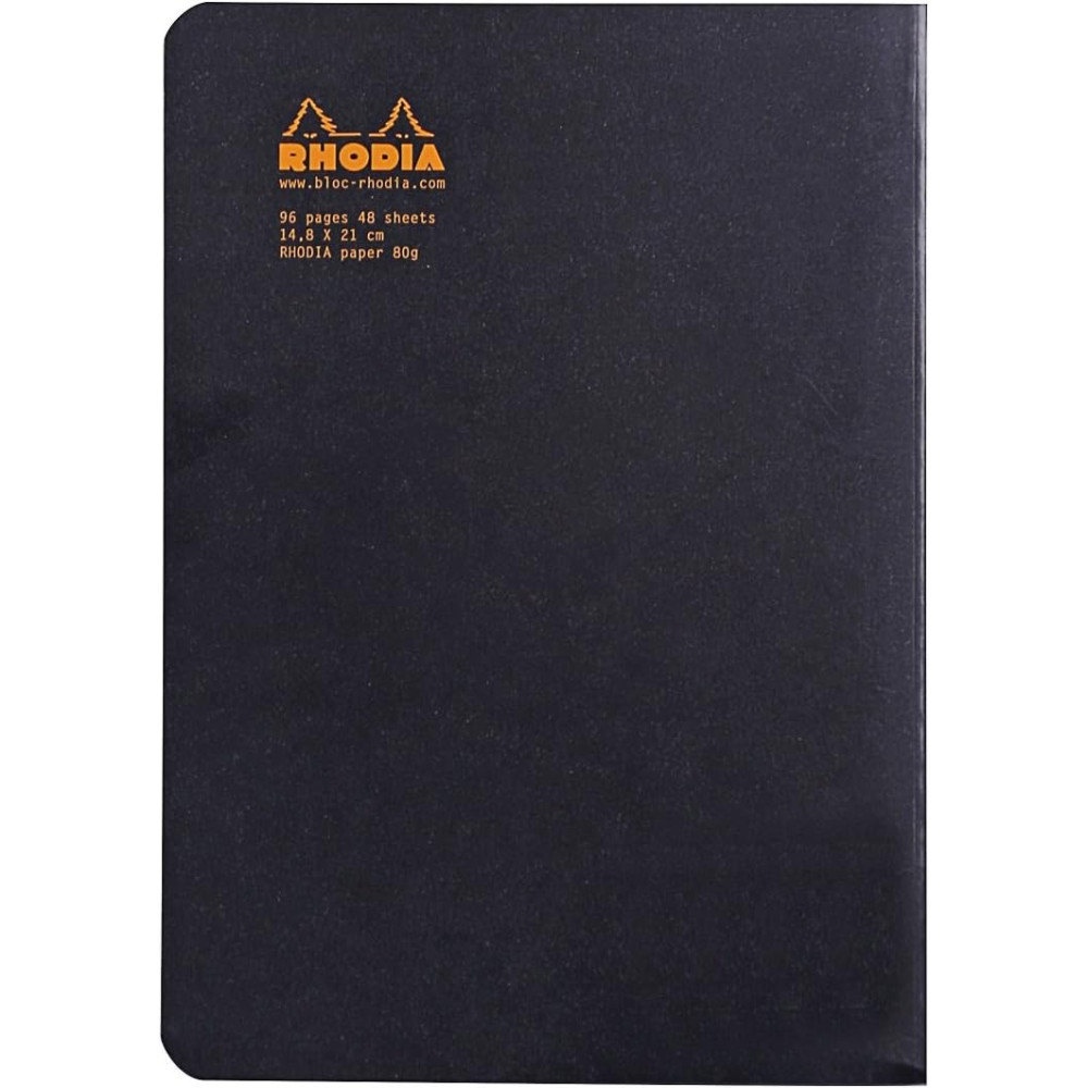Notebook - Rhodia - lined, black, A5, 80 g, 48 sheets