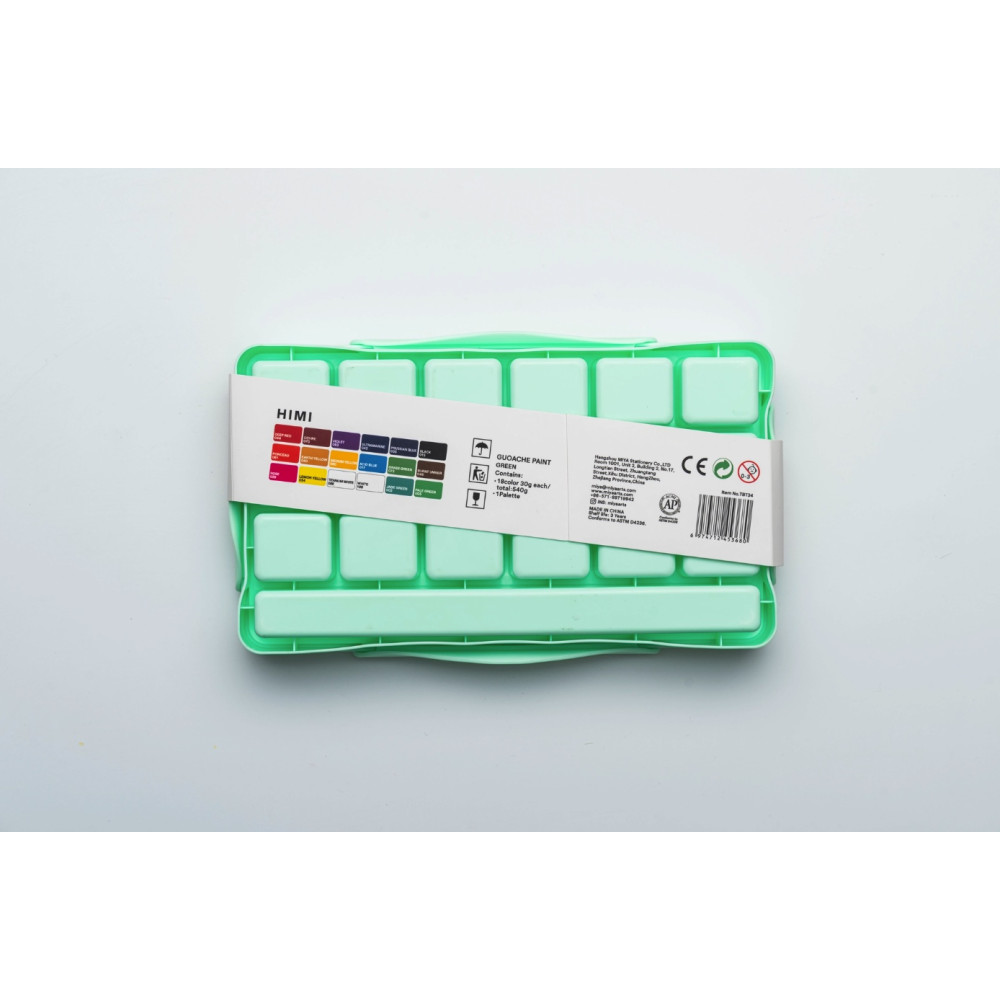 Set of Jelly Cup Basic Gouache - HIMI - Green 18 pcs. x 30 g