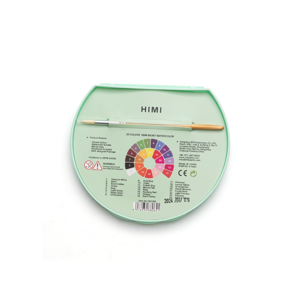 Zestaw akwareli Semi-Moist Green - HIMI - 24 szt.