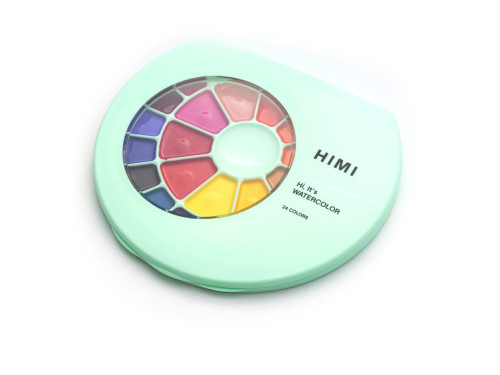 Set of Semi-Moist watercolors - HIMI - Green 24 pcs.