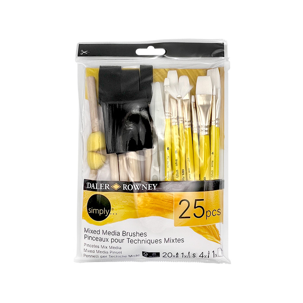 Zestaw pędzli i akcesoriów Mixed Media - Daler Rowney - 25 szt.