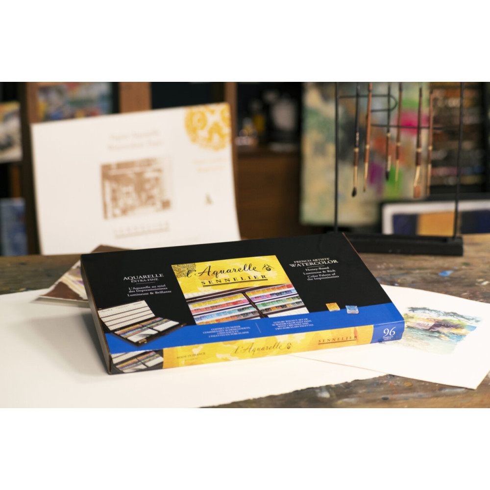 Set of l'Aquarelle watercolor half-pans - Sennelier - 96 pcs.