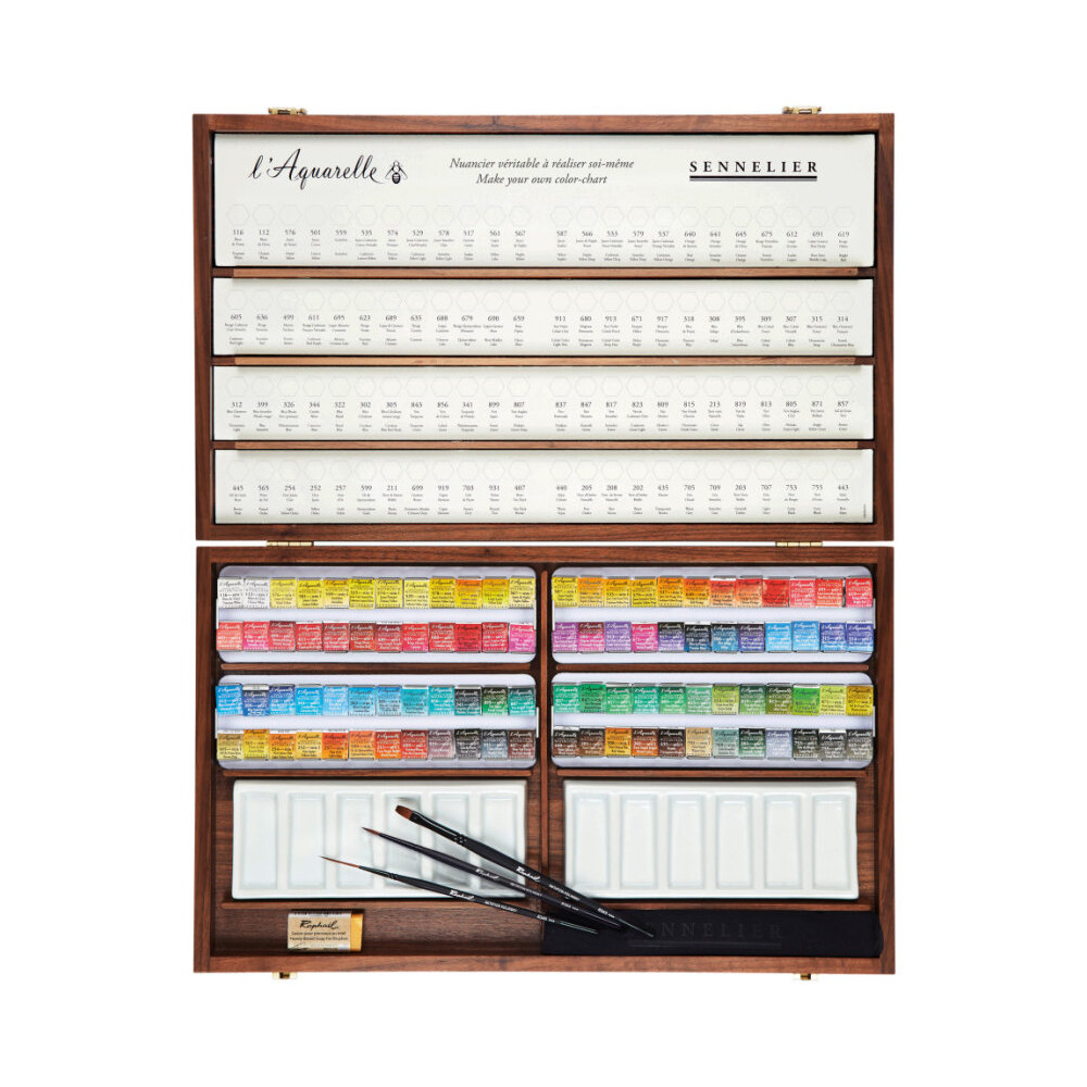 Set of l'Aquarelle watercolor half-pans - Sennelier - 96 pcs.