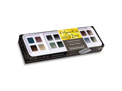 Zestaw akwareli w półkostkach l'Aquarelle Neutral - Sennelier - 12 szt.