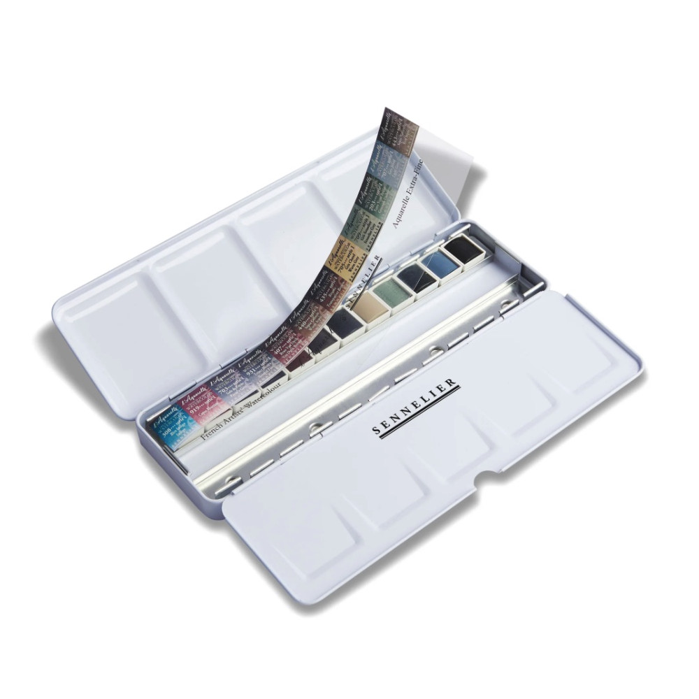 Zestaw akwareli w półkostkach l'Aquarelle Neutral - Sennelier - 12 szt.