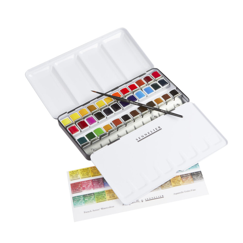 Set of l'Aquarelle watercolor half-pans - Sennelier - 36 pcs.