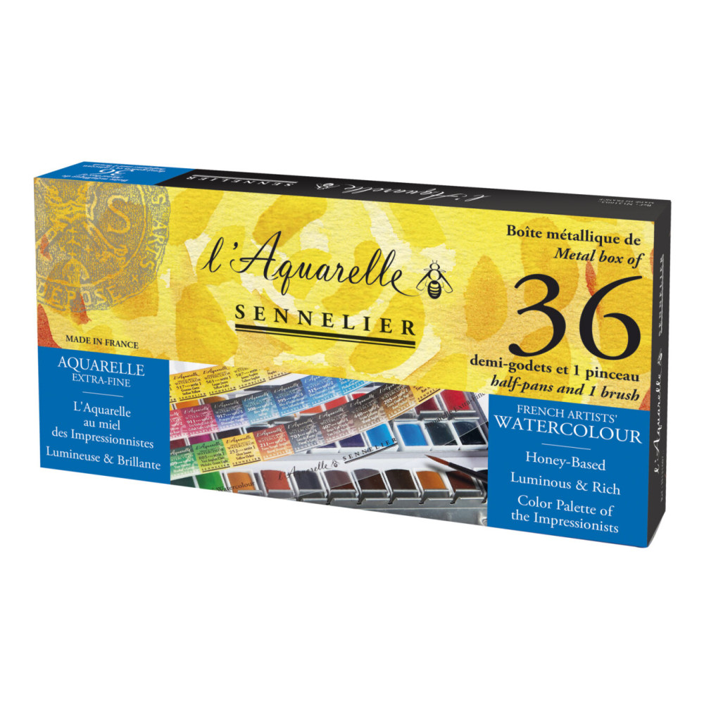 Set of l'Aquarelle watercolor half-pans - Sennelier - 36 pcs.