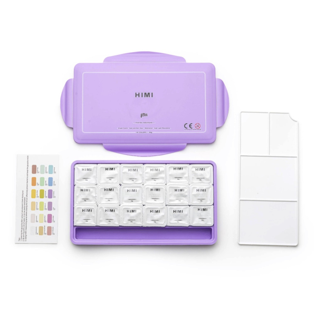 Zestaw gwaszy Jelly Cup Pastel Purple - HIMI - 18 szt.