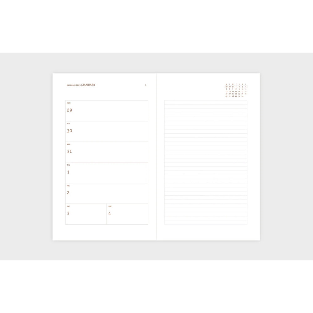Copper weekly calendar 2026 - Papierniczeni - Graphite