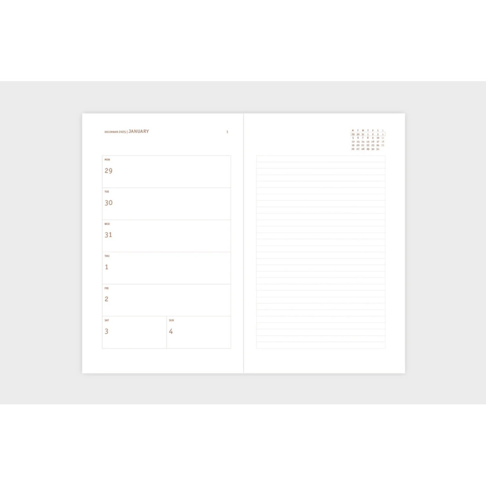 Copper Light weekly calendar 2026 - Papierniczeni - Plum