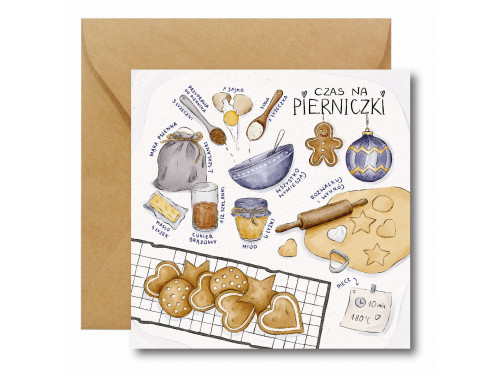 Greeting card - Hi Little - It's time for gingerbread cookies 14,5 x 14,5 cm