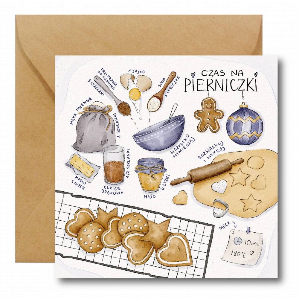 Greeting card - Hi Little - It's time for gingerbread cookies 14,5 x 14,5 cm