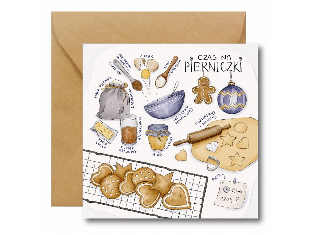 Greeting card - Hi Little - It's time for gingerbread cookies 14,5 x 14,5 cm