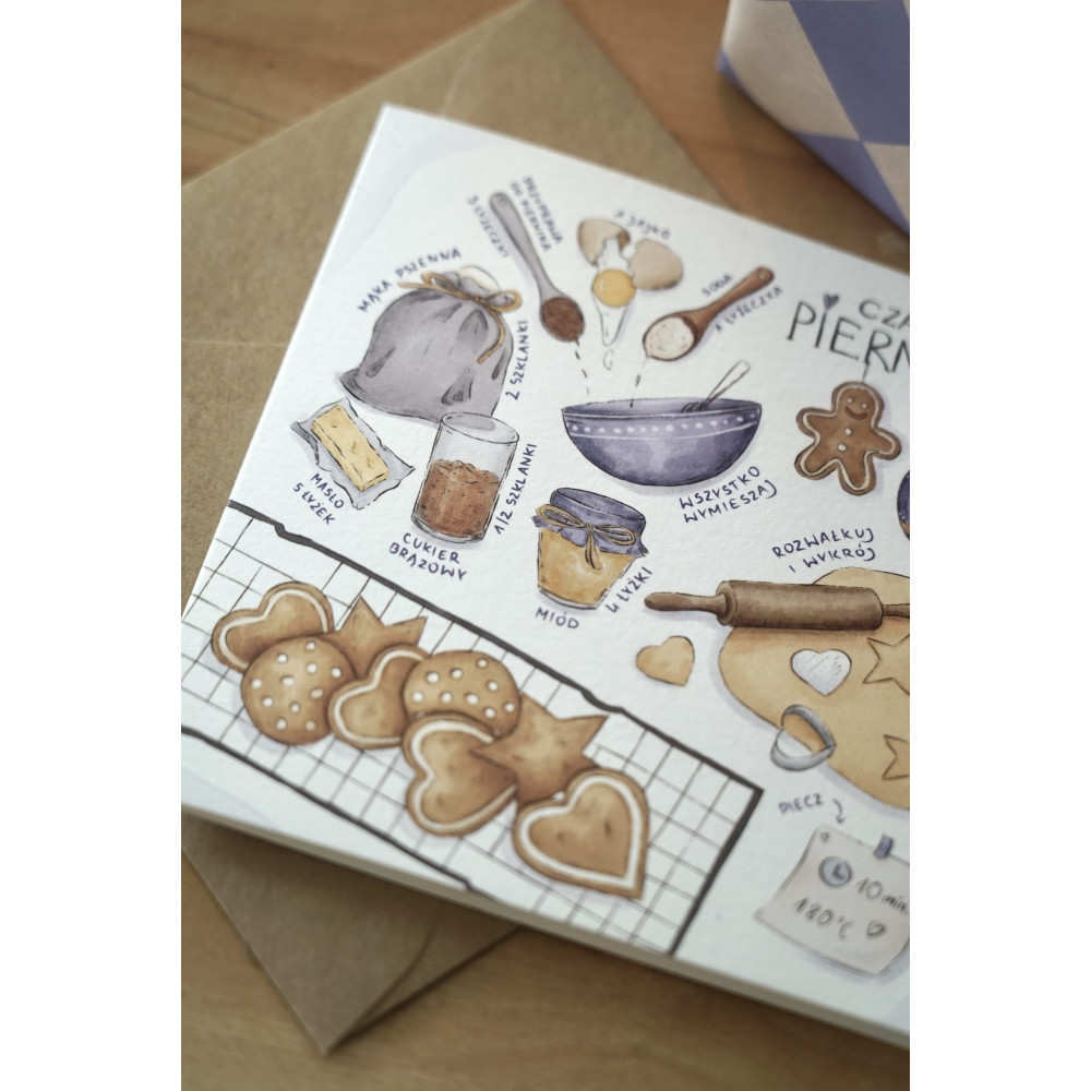 Greeting card - Hi Little - It's time for gingerbread cookies 14,5 x 14,5 cm