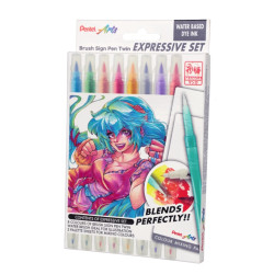 Brush Sign Pen Twin Set Manga - Pentel - 8 pcs.