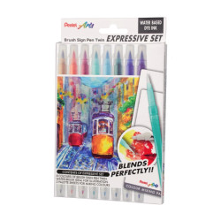 Brush Sign Pen Twin Set Landscape - Pentel - 8 pcs.