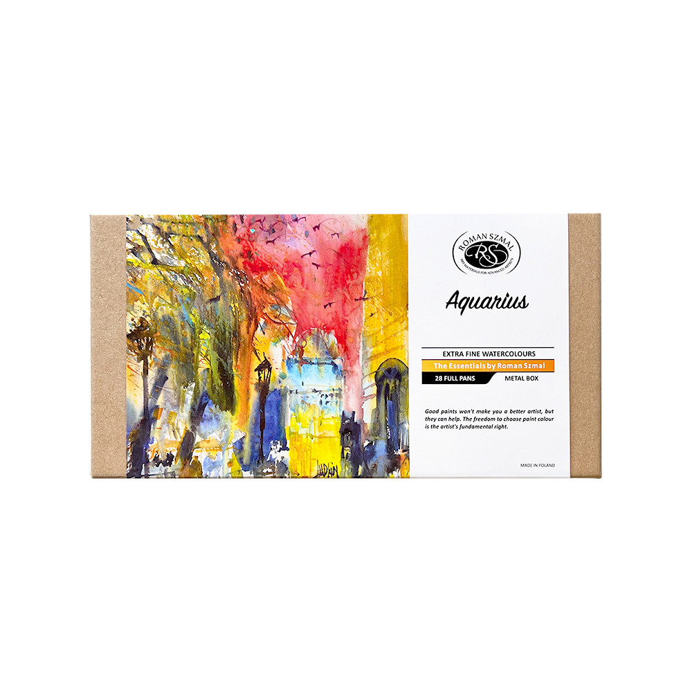 Zestaw akwareli Aquarius w kostkach The Essentials - Roman Szmal - 28 kolorów