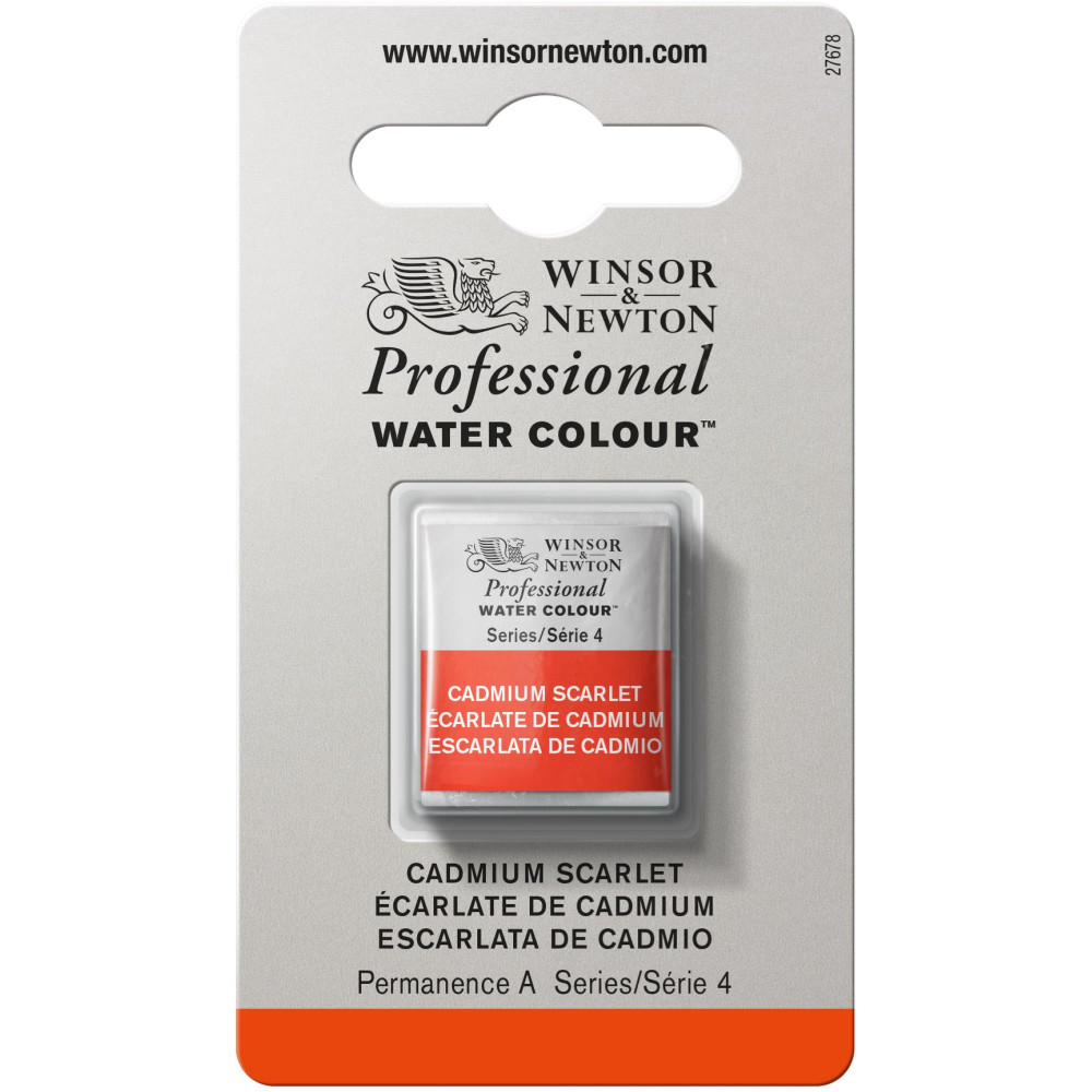 Farba akwarelowa Professional w półkostce - Winsor & Newton - Cadmium Scarlet