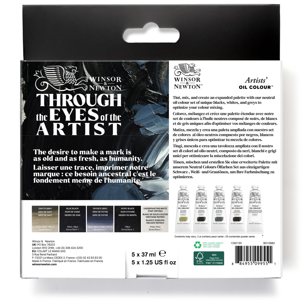 Set of Artists' Oil paints Neutral - Winsor & Newton - 5 x 37 ml
